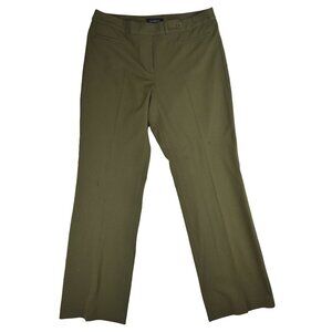 Talbots Womens Career Trouser Pants Olive Green Size 8 Curvy Straight Leg